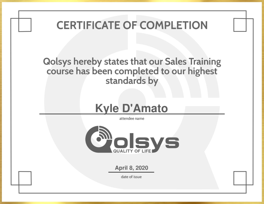 Qolsys Sales Training Certificate